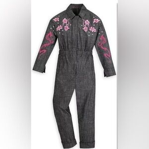 Disney Mulan jumpsuit boiler romper gray pink embroidered dragon studded 5/6
